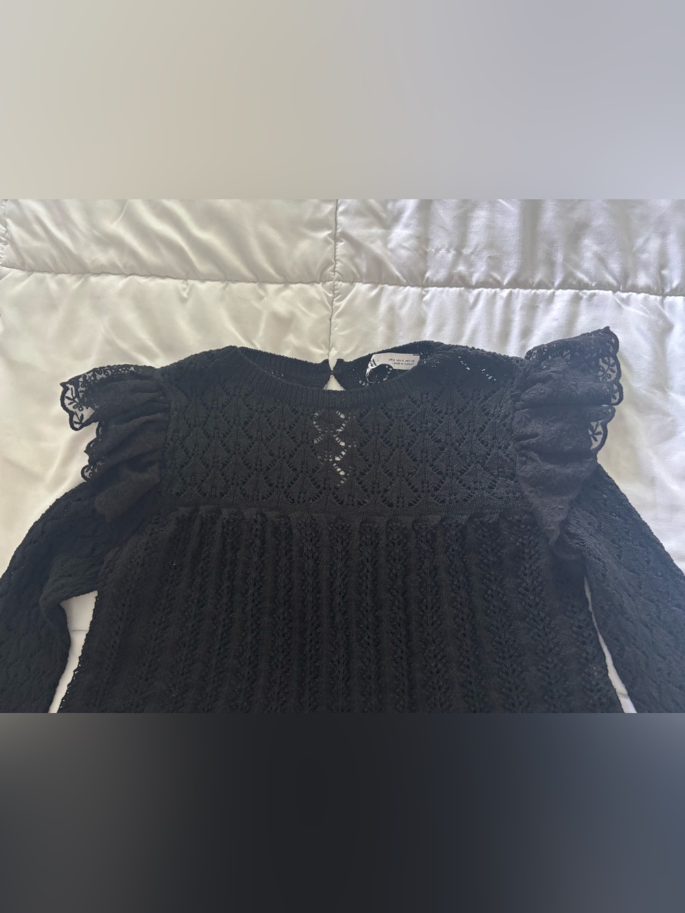 Zara Pointelle Ruffle Sweater - Picture 7 of 8